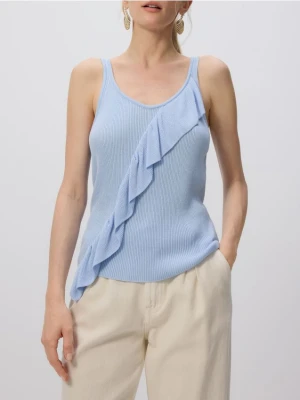 Reserved - Top z falbaną - jasnoniebieski