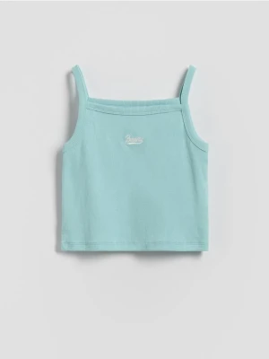 Reserved - Top z haftem - jasnoturkusowy