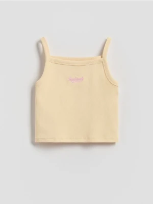 Reserved - Top z haftem - jasnożółty