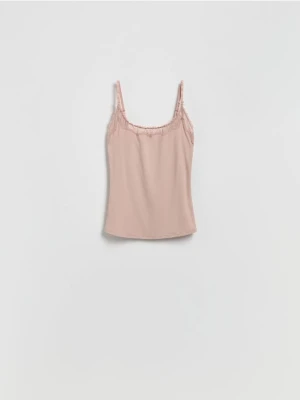 Reserved - Top z koronką - brudny róż