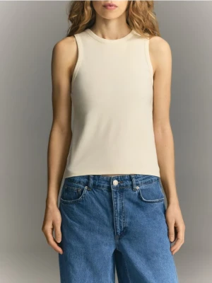 Reserved - Top z lyocellem - złamana biel