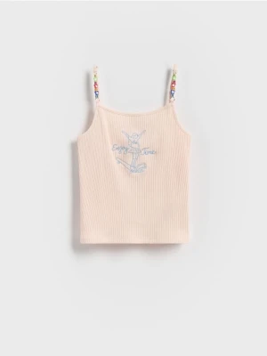 Reserved - Top z ozdobnymi ramiączkami - brzoskwiniowy