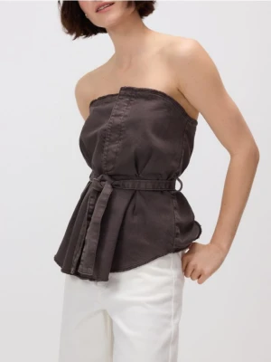 Reserved - Top z paskiem - brązowy