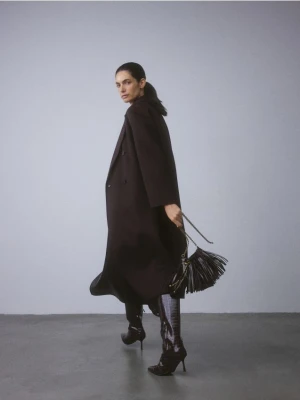 Reserved - Torebka bucket z frędzlami - bordowy