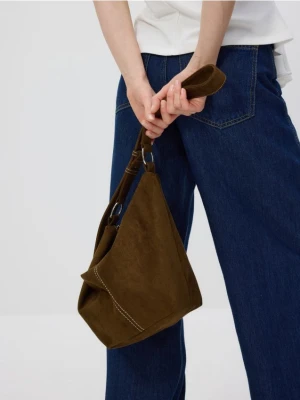 Reserved - Torebka crossbody z imitacji zamszu - zielony