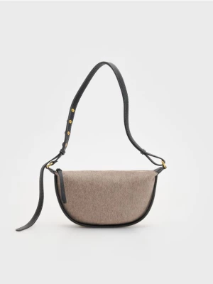 Reserved - Torebka crossbody z wełną - beżowy