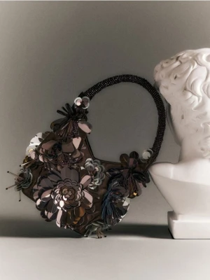 Reserved - Torebka handmade z cekinami - wielobarwny