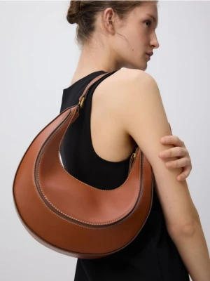 Reserved - Torebka hobo z przeszyciem - brązowy