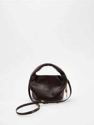 Reserved - Torebka hobo z zawieszką - ciemnobrązowy