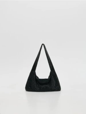 Reserved - Torebka hobo ze strassem - czarny