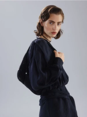 Zdjęcie produktu Reserved - Torebka hobo ze strassem - czarny