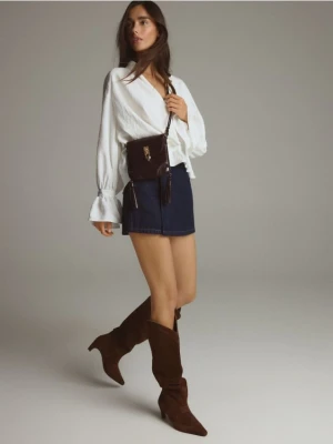 Reserved - Torebka na ramię z chwostami - mahoniowy