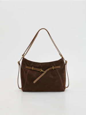 Reserved - Torebka na ramię z imitacji zamszu - brązowy