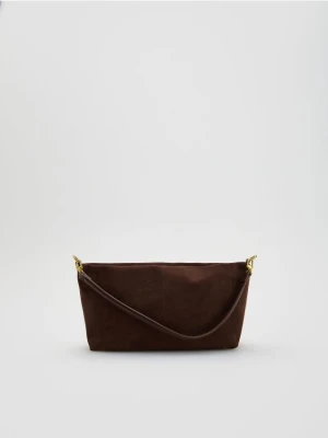 Reserved - Torebka na ramię z imitacji zamszu - ciemnobrązowy