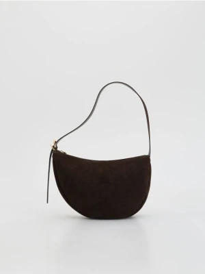 Reserved - Torebka na ramię z imitacji zamszu - ciemnobrązowy