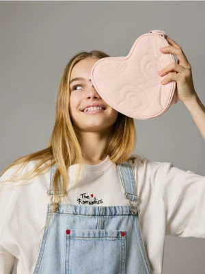 Reserved - Torebka serduszko - pastelowy róż