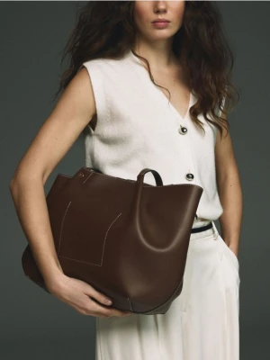 Reserved - Torebka shopper - beżowy