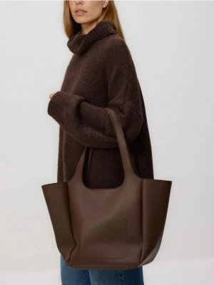 Reserved - Torebka shopper - ciemnobrązowy