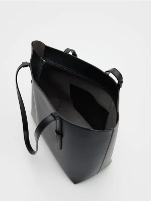 Reserved - Torebka shopper z imitacji skóry - czarny