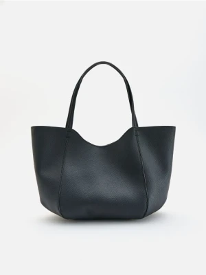 Reserved - Torebka shopper z imitacji skóry - czarny