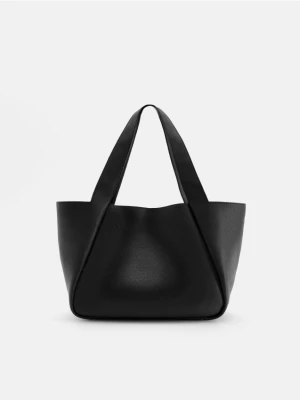 Reserved - Torebka shopper z imitacji skóry - czarny