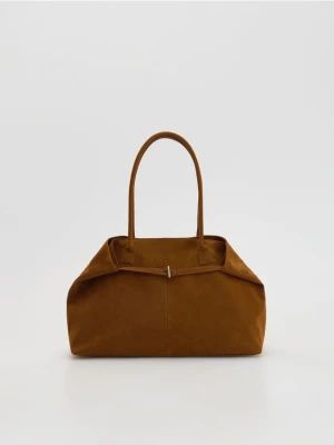 Reserved - Torebka shopper z imitacji zamszu - brązowy