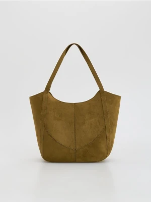 Reserved - Torebka shopper z imitacji zamszu - brązowy