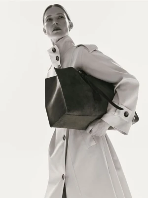 Reserved - Torebka shopper z imitacji zamszu - brązowy