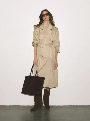 Reserved - Torebka shopper z imitacji zamszu - ciemnobrązowy