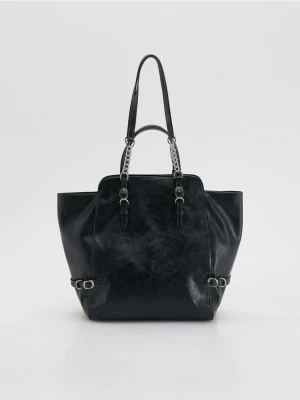 Reserved - Torebka shopper z klamrami - czarny