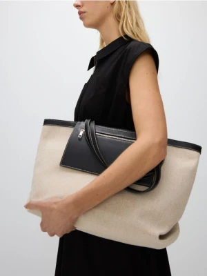 Reserved - Torebka shopper z tkaniny - złamana biel