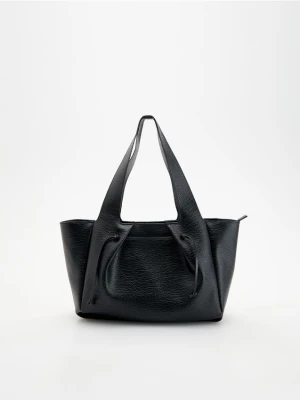 Reserved - Torebka shopper z troczkami - czarny
