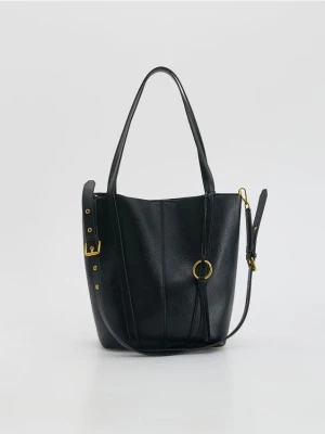 Reserved - Torebka shopper z zawieszką - czarny