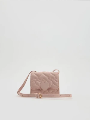 Reserved - Torebka w serduszka - pastelowy róż