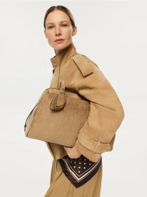 Reserved - Torebka z imitacji zamszu - beżowy