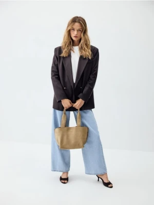 Reserved - Torebka z imitacji zamszu - beżowy