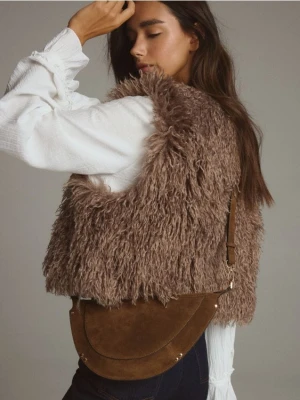 Reserved - Torebka z imitacji zamszu - brązowy