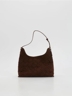 Reserved - Torebka z imitacji zamszu - ciemnobrązowy