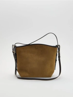 Reserved - Torebka z imitacji zamszu - warm olive