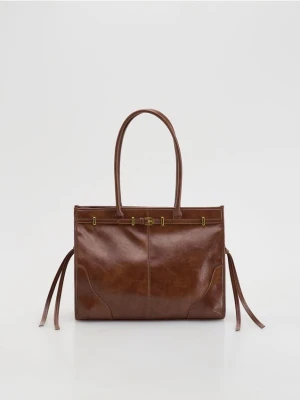Reserved - Torebka z ozdobnym paskiem - brązowy