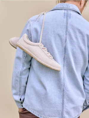 Reserved - Trampki z łączonych materiałów - beżowy