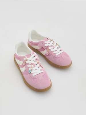 Reserved - Trampki z łączonych materiałów - różowy