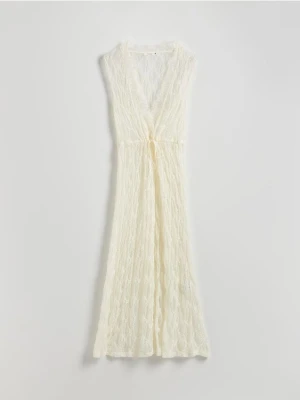 Reserved - Transparentna sukienka midi - kremowy