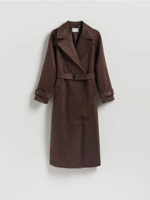 Zdjęcie produktu Reserved - Trencz z imitacji zamszu - ciemnobrązowy