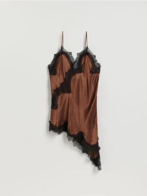 Reserved - Tunika z koronką - ciemnobrązowy