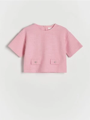 Reserved - Tweedowa bluzka - różowy