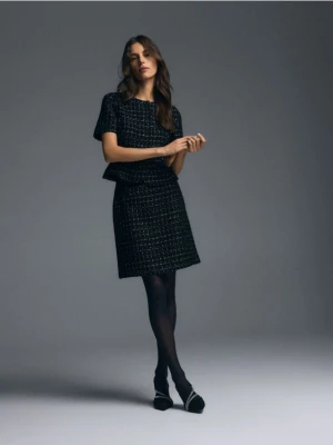 Reserved - Tweedowa spódnica mini - czarny