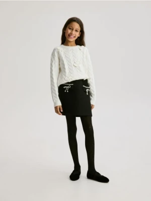 Reserved - Tweedowa spódnica z aplikacją - czarny