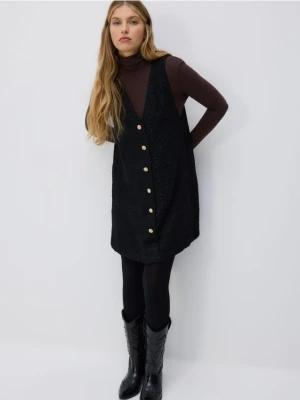 Reserved - Tweedowa sukienka mini - czarny