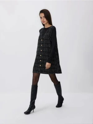 Reserved - Tweedowa sukienka mini - wielobarwny